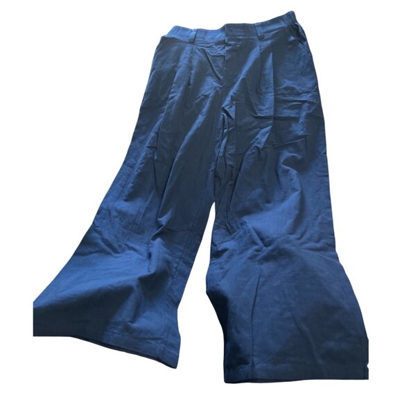 Halara High Waisted Plicated Side Pocket Wide Leg Pants Sz XL Womens Navy Blue F - Picture 7 of 8